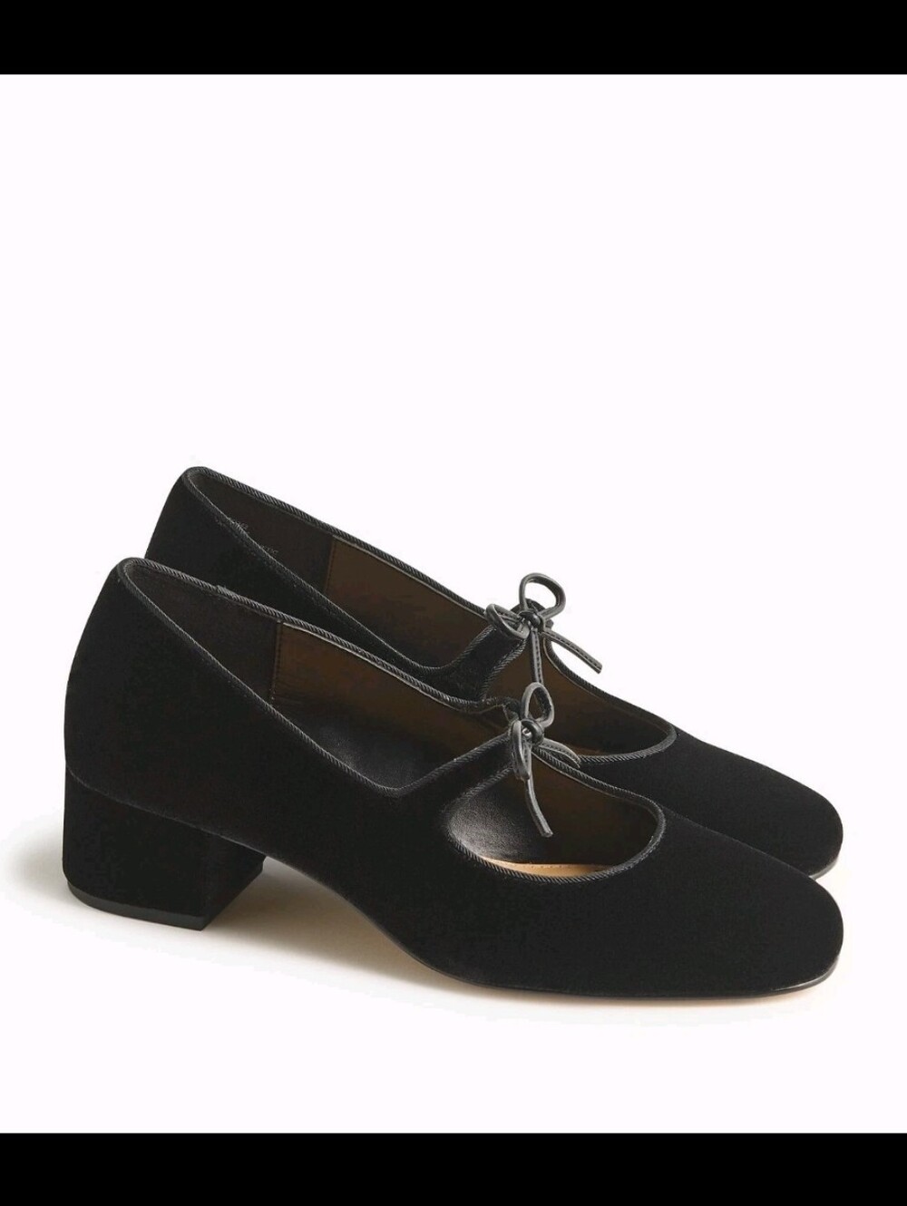 J.Crew Velvet Bow Tie Heeled Mary Janes - Black - Size 7.5